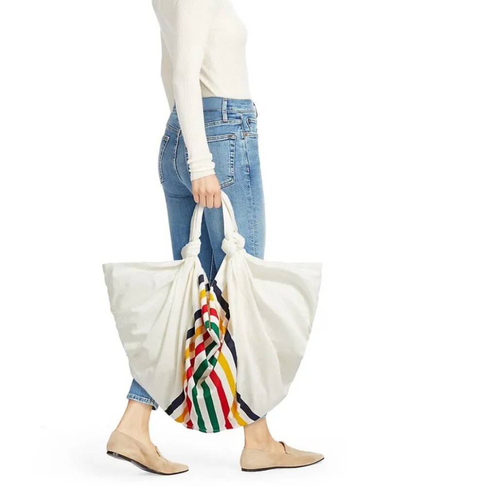 HBC Multistripe Knotted Handle Beach Tote